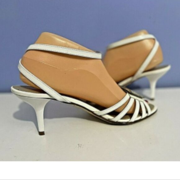 LUMIANI White Leather Strappy Heeled Sandals Made in ITALY EU Sz 39 (US Sz 8.5) - Picture 6 of 10